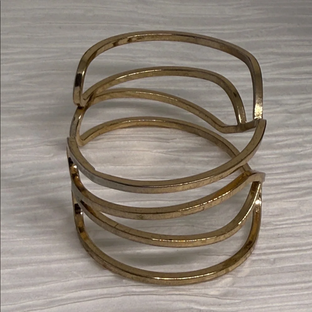 Small semi flexible GoldTone Women's Cuff geometric open statement cuff bracelet
